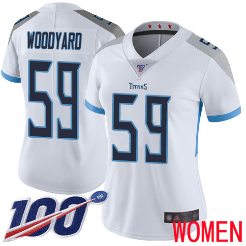 Tennessee Titans Limited White Women Wesley Woodyard Road Jersey NFL Football #59 100th Season Vapor Untouchable->youth nfl jersey->Youth Jersey